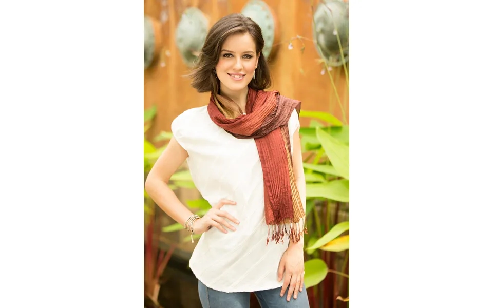 Novica Golden Brown Transition Hand-dyed Silk Scarf From Thailand