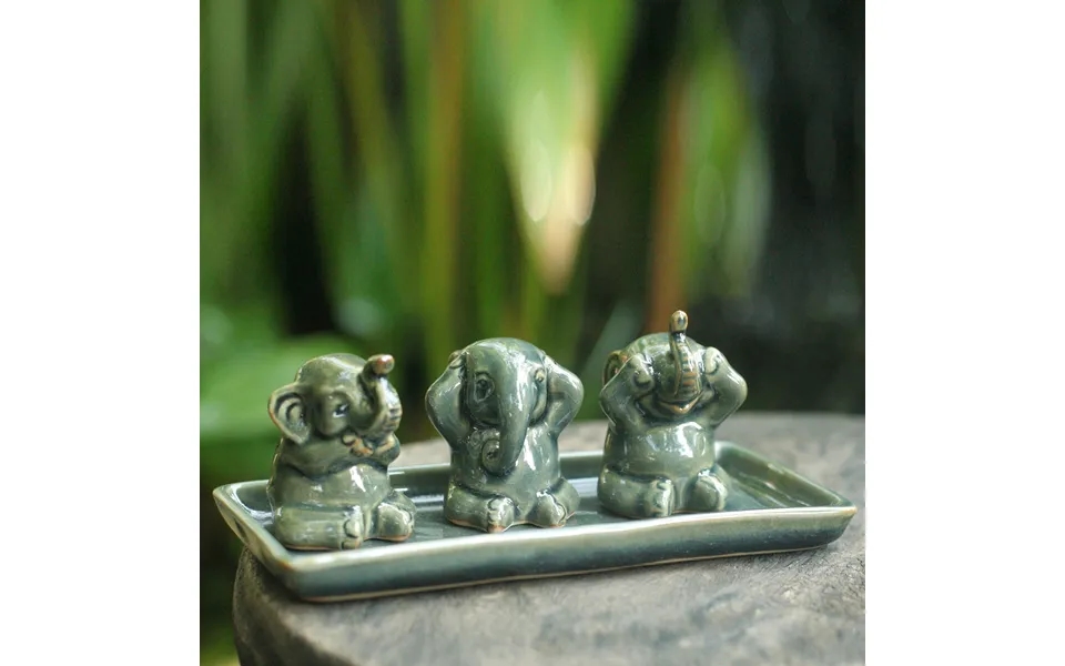 Novica Green Celadon Elephant Figurine Sculpture