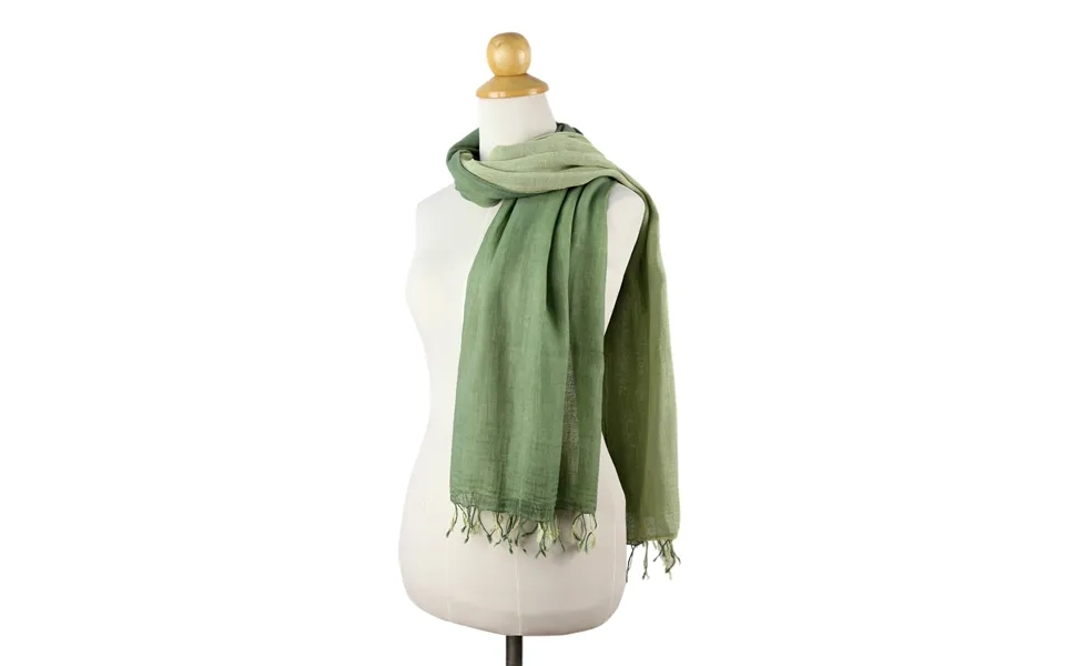 Novica Jade Green Duet 2-in-1 Hand-woven Cotton Reversible Scarf