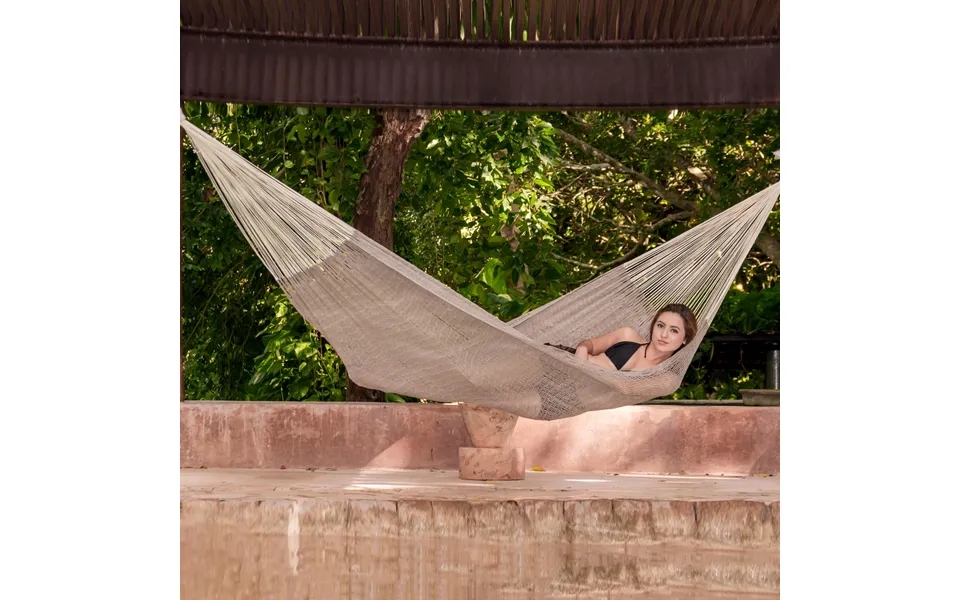 Novica Maya Mist Mexican Hand Woven Grey Cotton Maya Hammock Double
