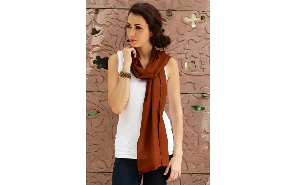 Novica Smart In Chocolate Brown Wool Scarf