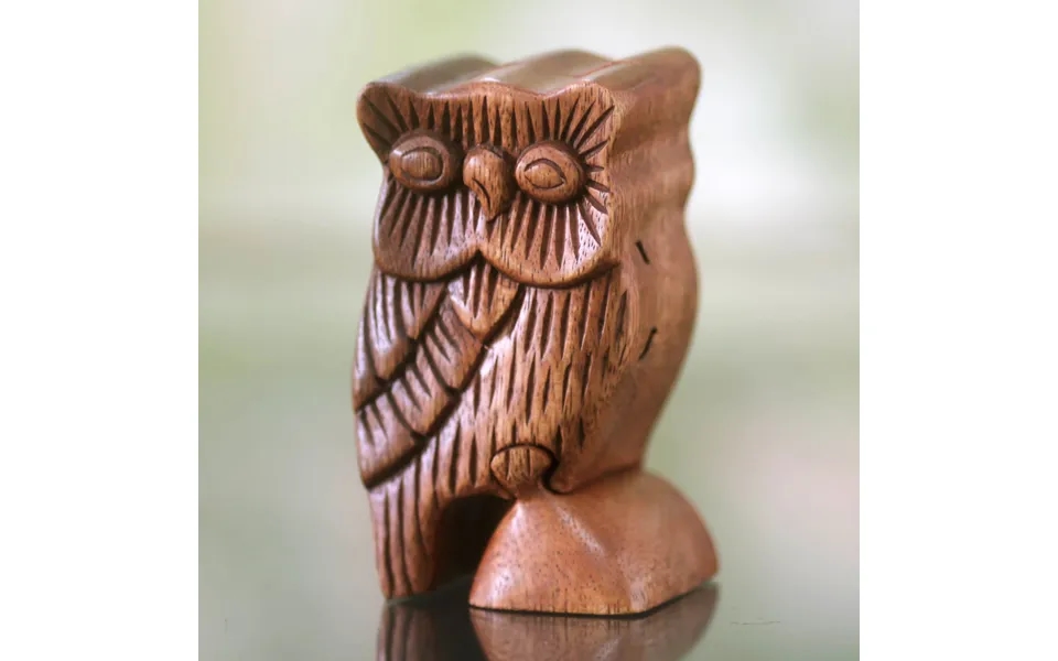 Novica The Owl's Secret Owl Theme Wood Puzzle Box