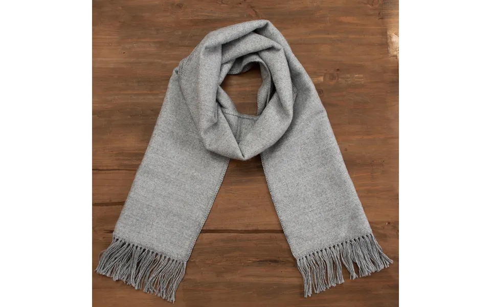 Novica Winter Chic In Smoke Artisan Crafted Alpaca Blend Scarf In Smoke From Peru