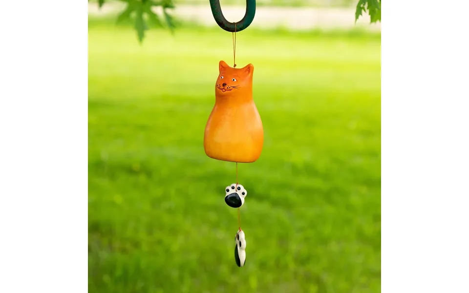 Orange Cat Hand Painted Ceramic Wind Chime