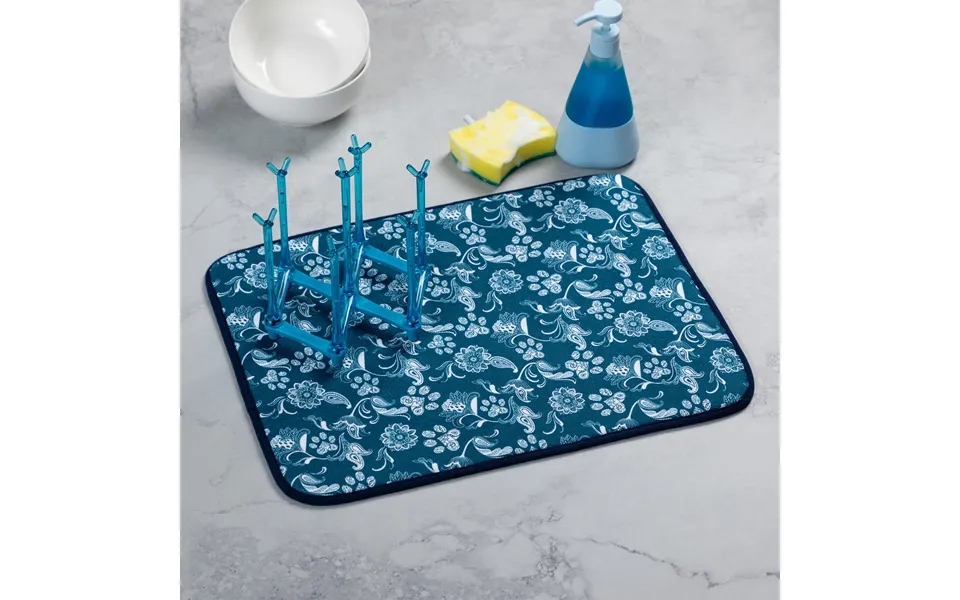 Paisley Paws Absorbent Dish Drying Mat - Navy Paisley Paws