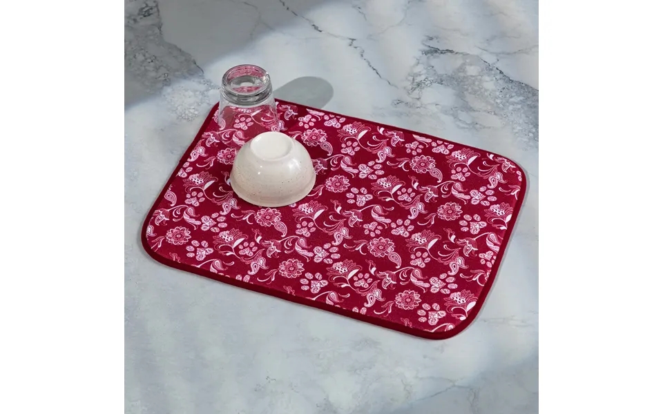 Paisley Paws Absorbent Dish Drying Mat - Red Paisley Paws