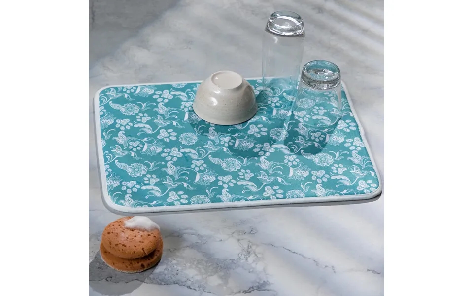 Paisley Paws Absorbent Dish Drying Mat - Turquoise Paisley Paws