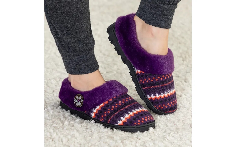 Paw Knit Clog Slippers - Purple