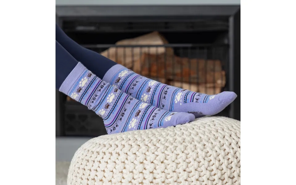 Paw Print Alpaca Crew Socks - Purple