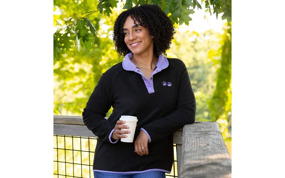 Paw Print Cadet Snap Fleece Pullover - Black