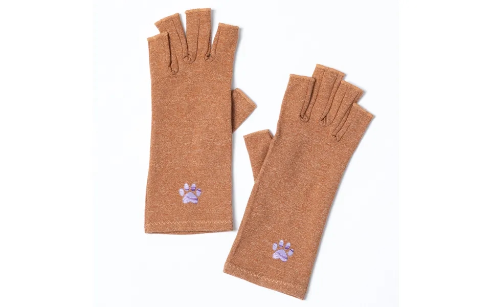 Paw Print Compression Gloves - Tan