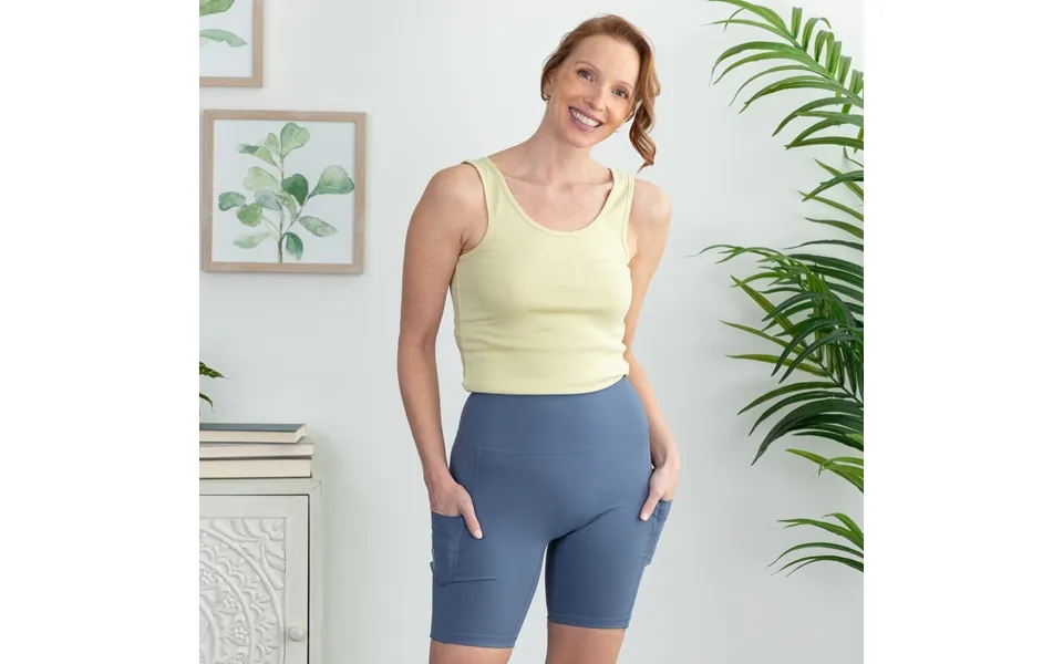 Paw Print High Rise Shorts With Pockets - Slate Blue