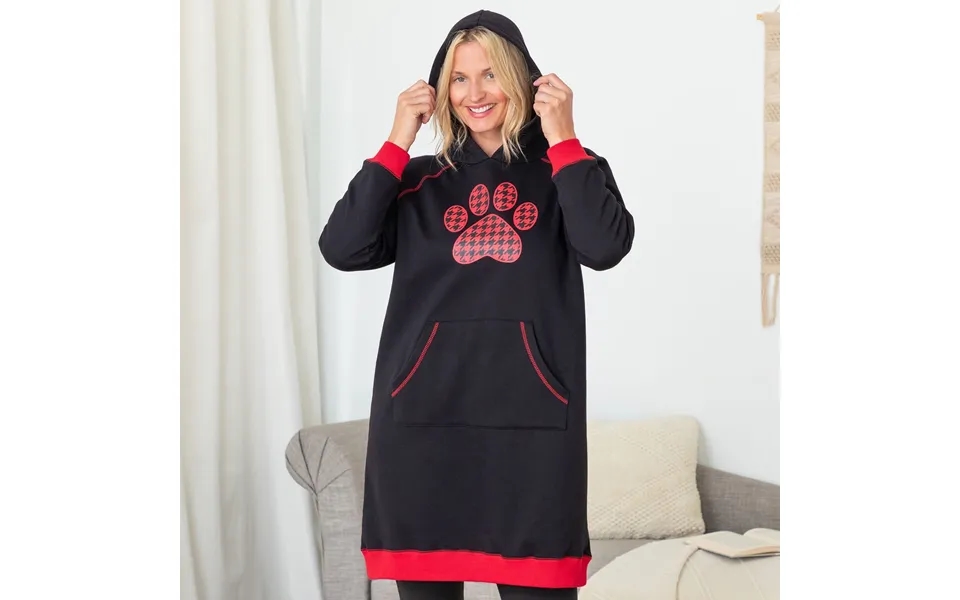 Paw Print Oversized Hooded Sweatshirt - L Xl