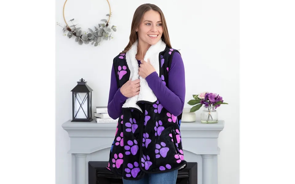 Paw Print Plush Sherpa Fleece-lined Vest - Rainbow Paws