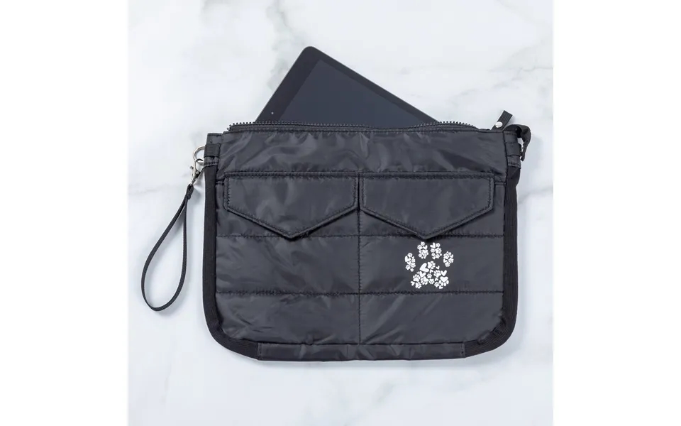 Paw Print Puffer Tablet Carrying Case - Black