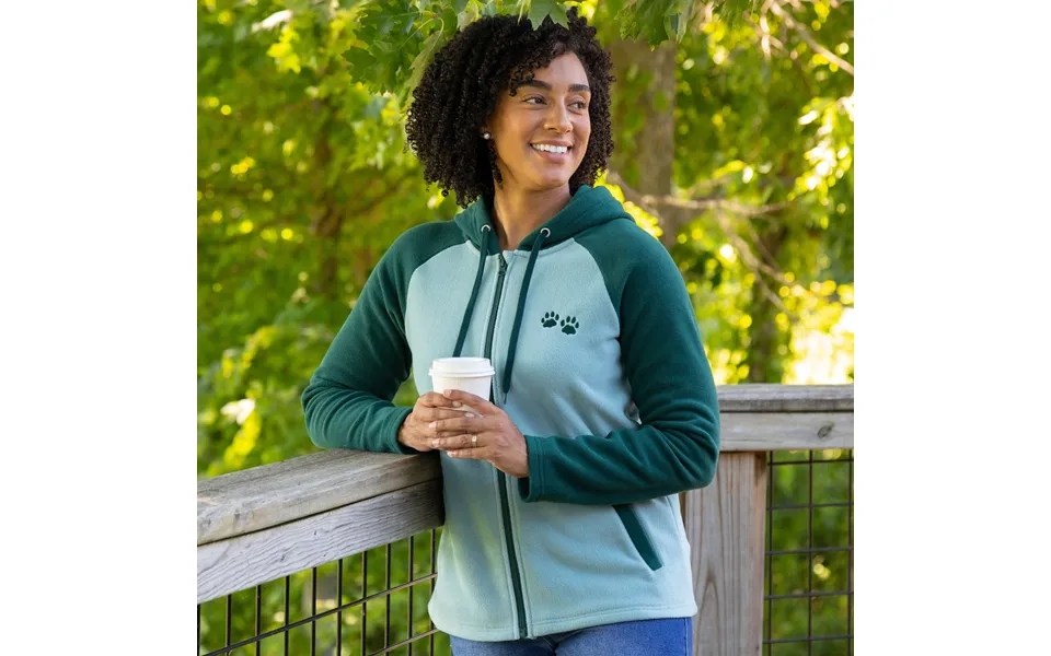 Paw Print Raglan Fleece Jacket - Green