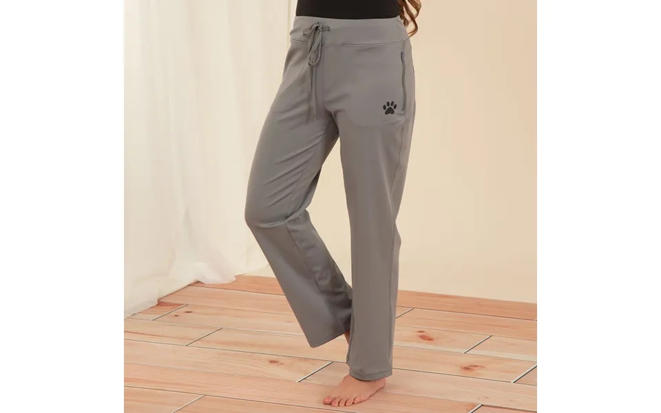 Paw Print Straight Leg Athleisure Pants - Gray
