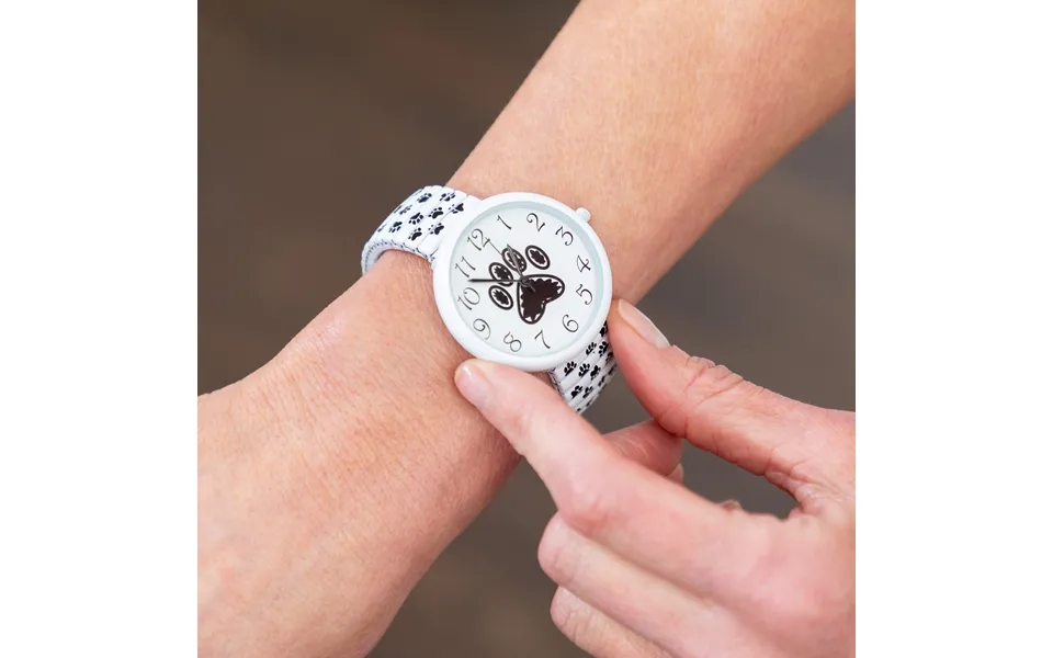 Paw Print Stretch Band Watch - White