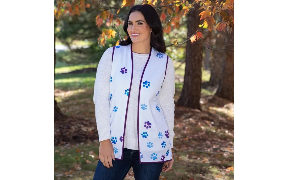 Paw Print Thick Knit Vest - White