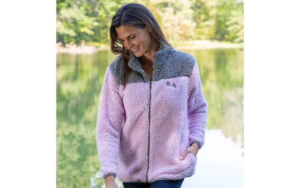 Paw Print Two-toned Plush Sherpa Fleece Zip Up Jacket - Lavender