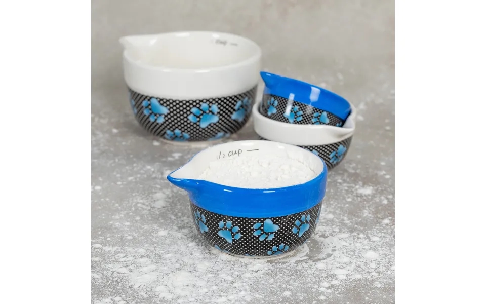 Paw Prints Ceramic Measuring Cup Set - Gradient Polka Dot Paws