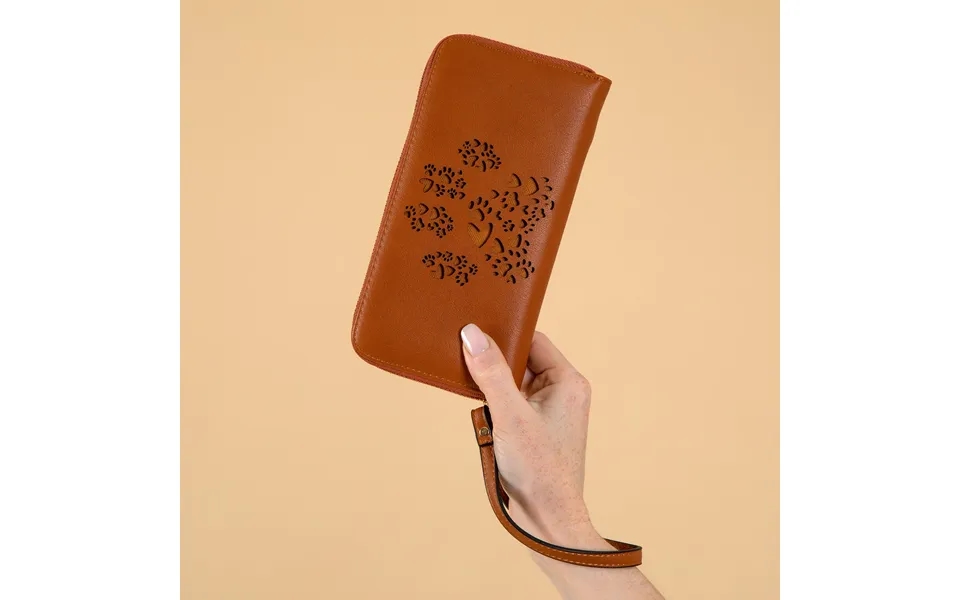 Pawfect Heart Cut-out Wallet Wristlet - Brown