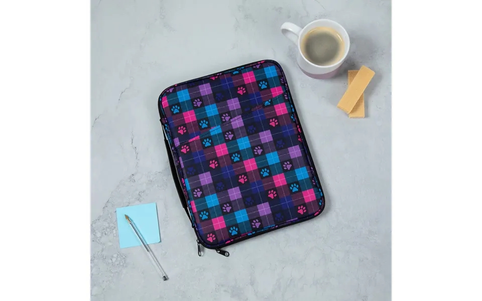 Pawfectly Patterned Tablet Case - Jewel Tone Paws & Plaid