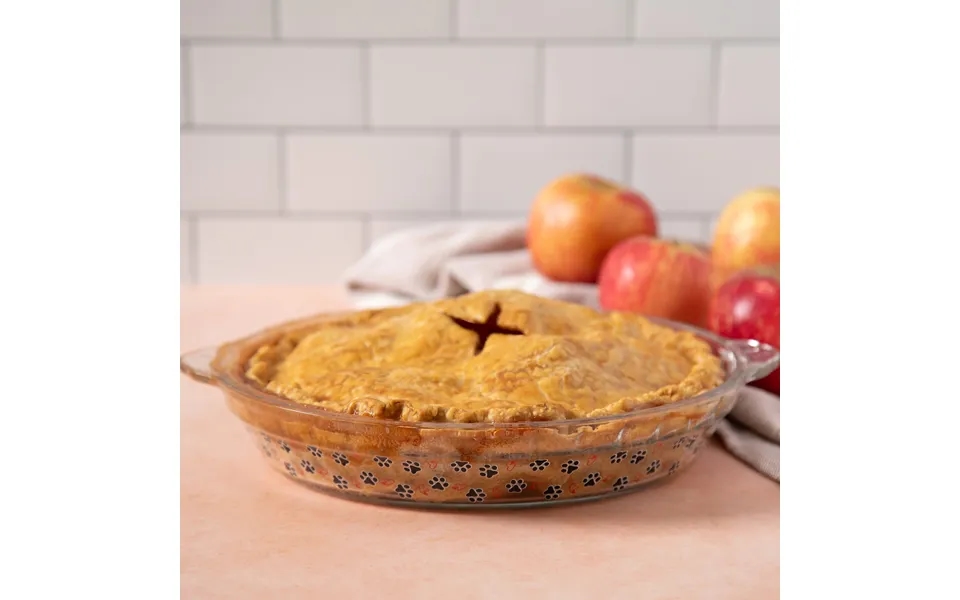 Paws Delight Glass Pie Plate - Hearts & Paws