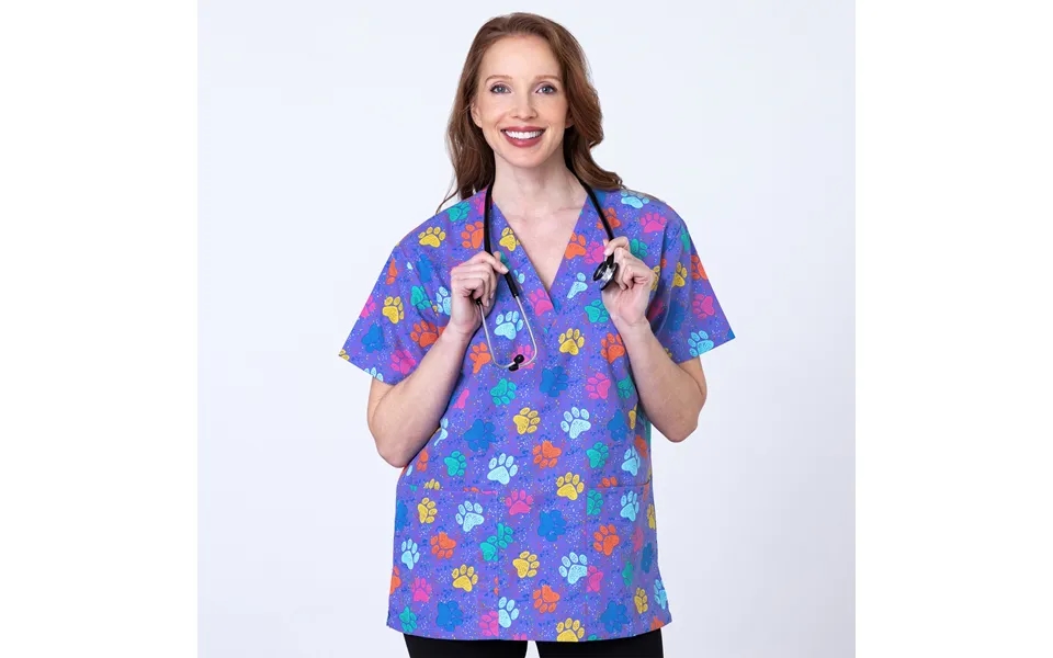 Pawsitivley Lovely Scrub Top - Confetti Paws
