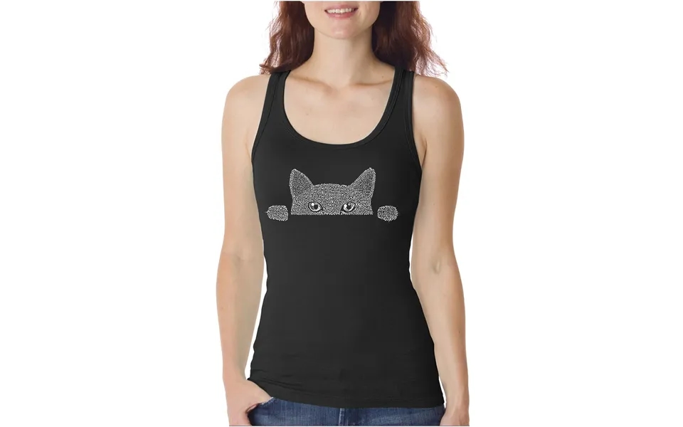Peeking Cat - Women's Word Art Tank Top