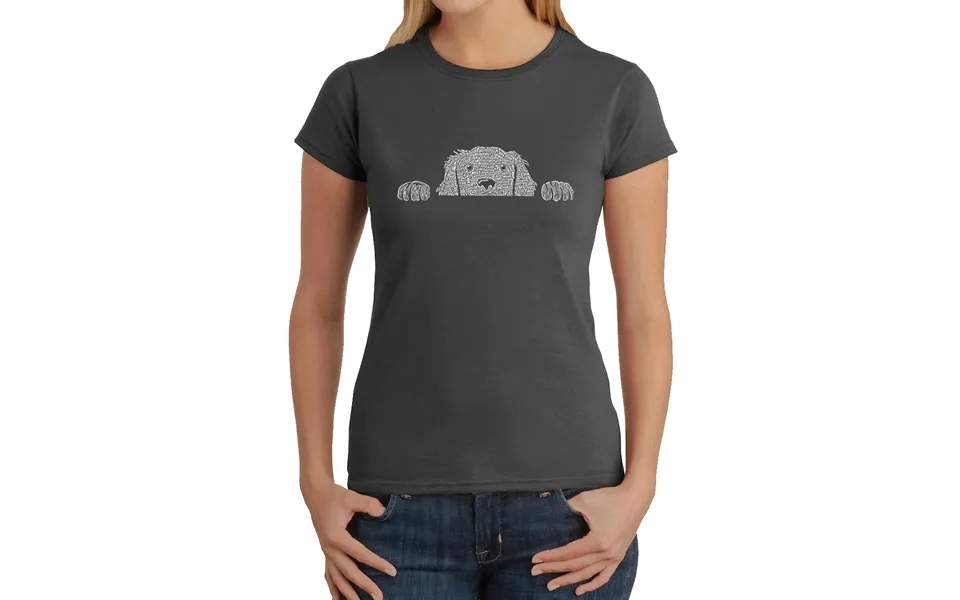 Peeking Dog - Women's Word Art T-shirt
