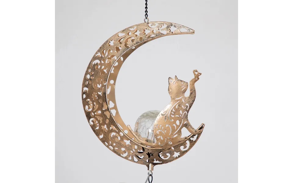 Pet Crescent Moon Solar Wind Chime - Cat