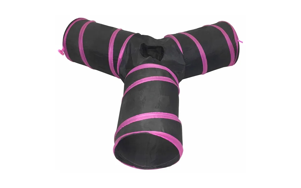Pet Life Collapsible Passage Kitty Cat Tunnel - Pink Black