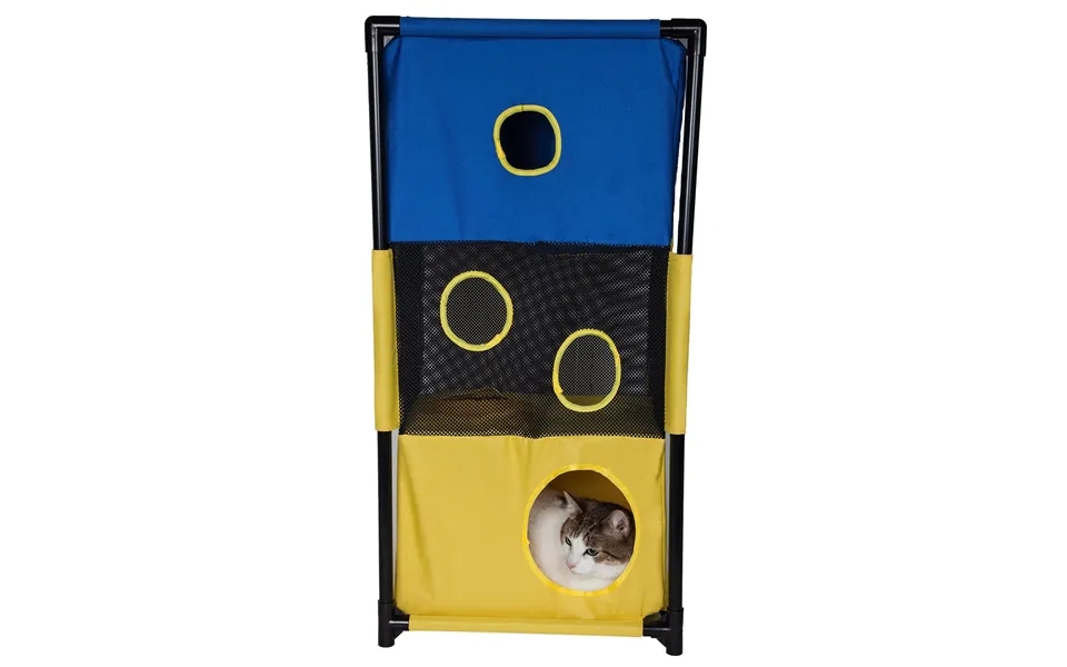 Pet Life Kitty-square Cat House Furniture - Blue, Yellow