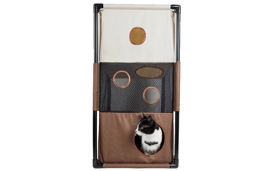 Pet Life Kitty-square Cat House Furniture - Khaki, Brown