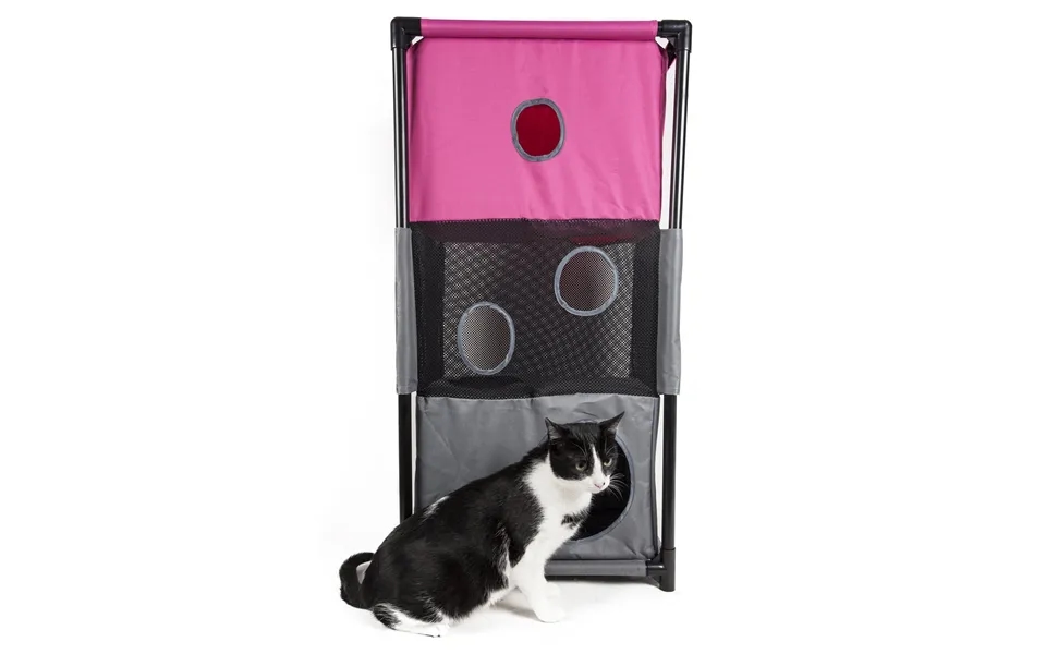 Pet Life Kitty-square Cat House Furniture - Pink, Grey
