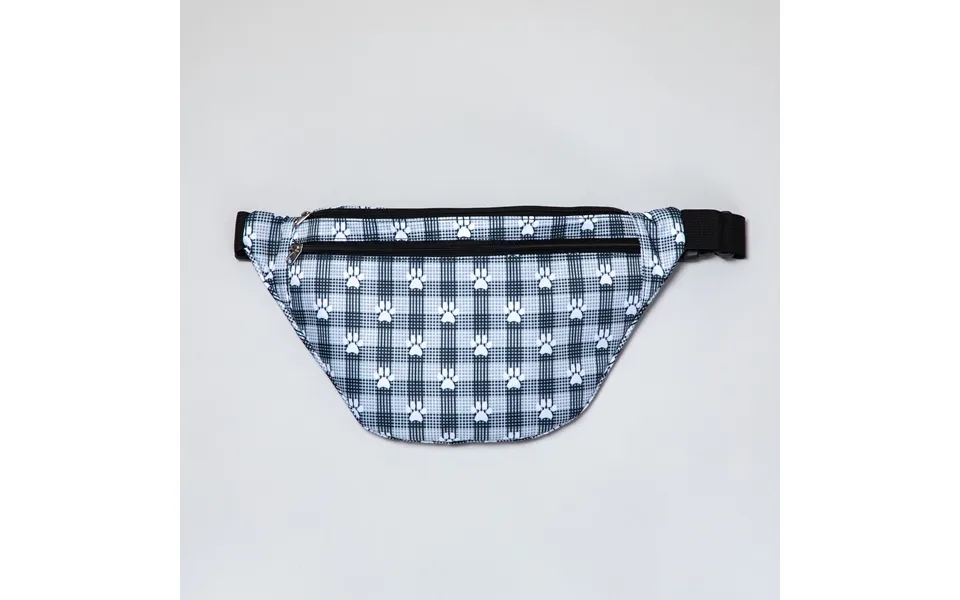 Plaid Paw Print Large Fanny Pack With 3 Zippered Pockets - Basket Weave Paws