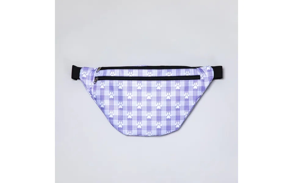 Plaid Paw Print Large Fanny Pack With 3 Zippered Pockets - Basket Weave Paws