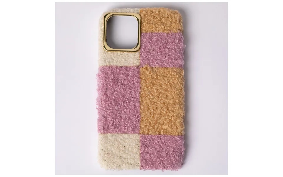 Plush Geometric Iphone 12 Cover - Pink & Orange