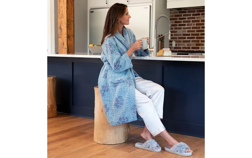 Prints Of Paws Plush Sherpa Fleece Robe - Blue