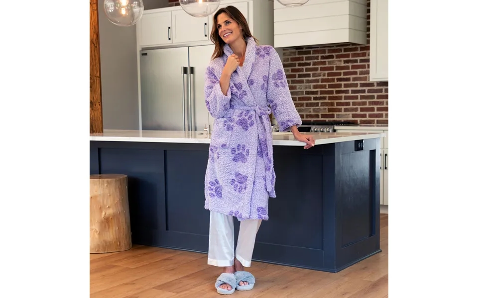 Prints Of Paws Plush Sherpa Fleece Robe - Purple