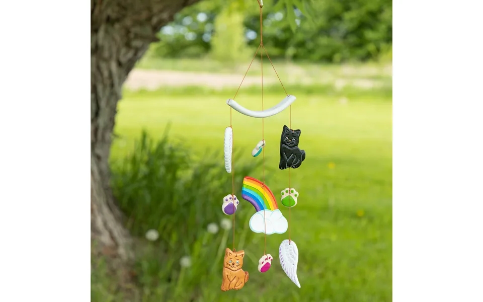 Rainbow Bridge Pet Memorial Ceramic Wind Chime - Cat