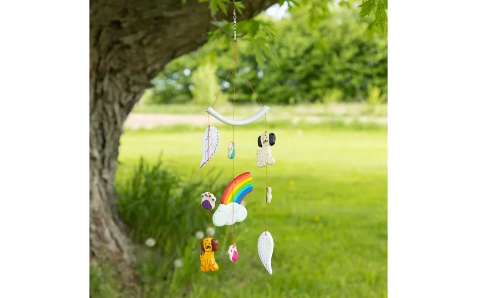 Rainbow Bridge Pet Memorial Ceramic Wind Chime - Dog