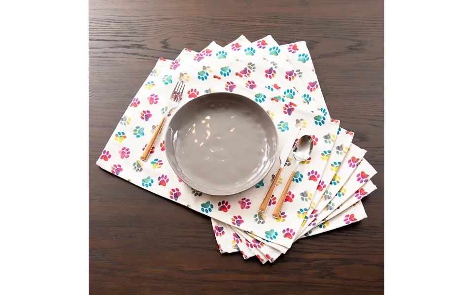 Rainbow Ombre Paws Kitchen Linens - White