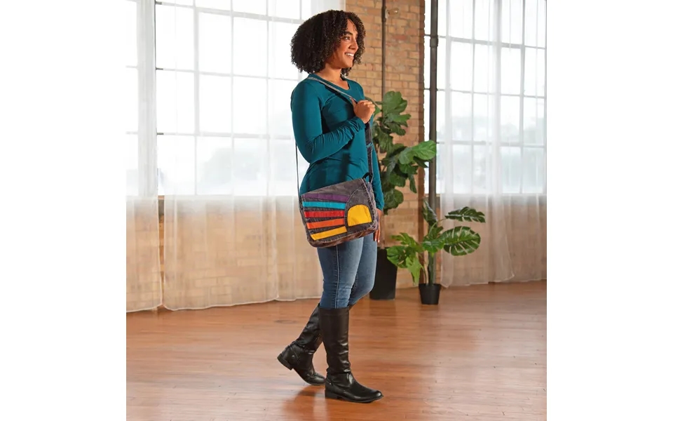 Rising Sun Stone Washed Messenger Bag - Corner Rays