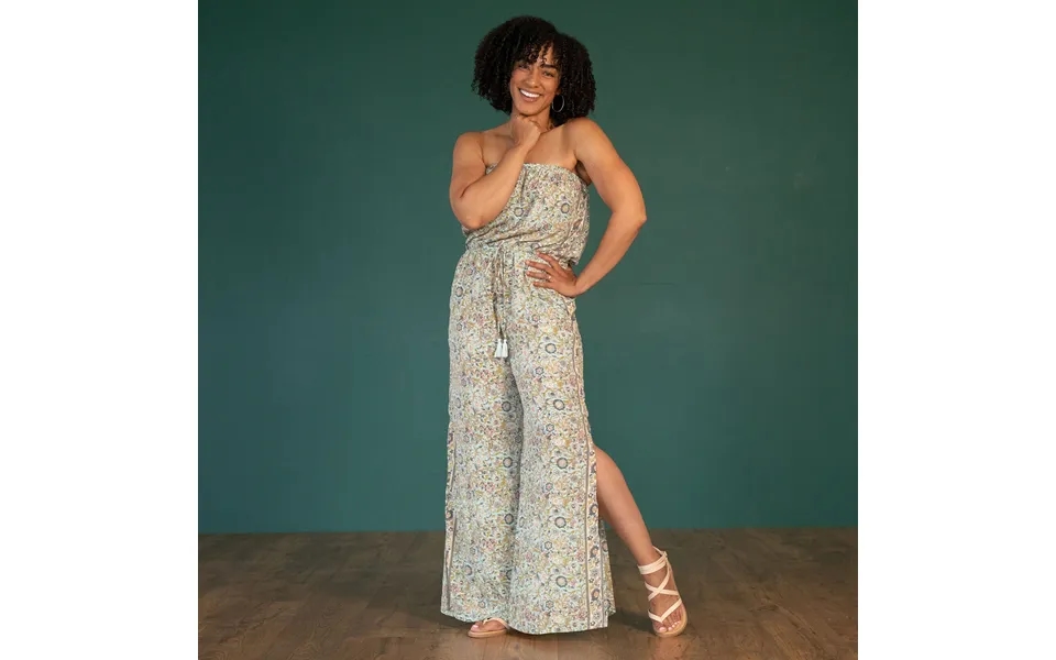 Saree Inspired Strapless Jumpsuit - Turquoise