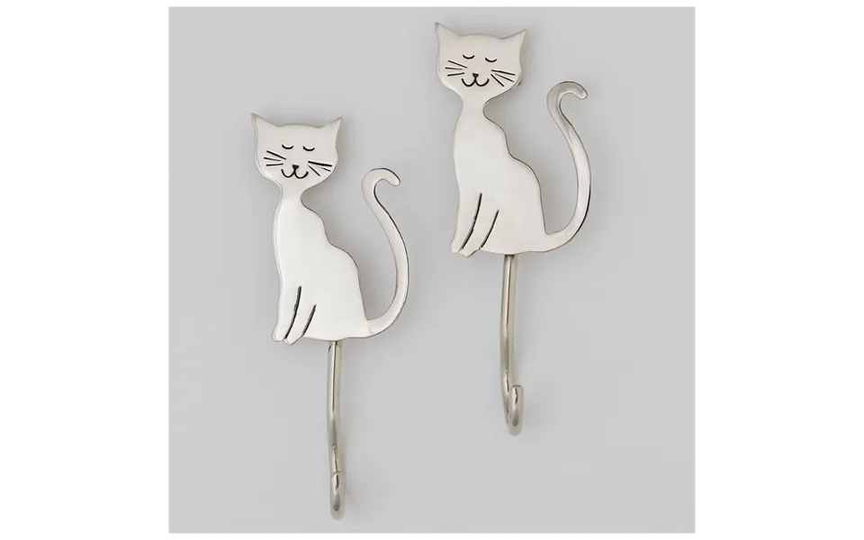 Sassy Cat Mixed Metal Wall Hook - Set Of 2