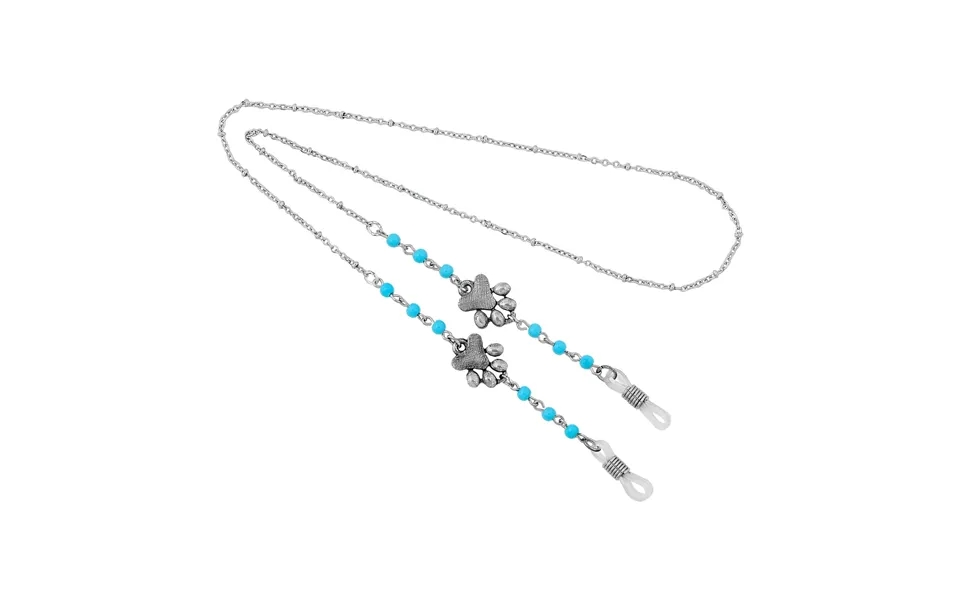 Silver Tone Dog Paw Turquoise Bead Eye Glass Holder 24 Inch