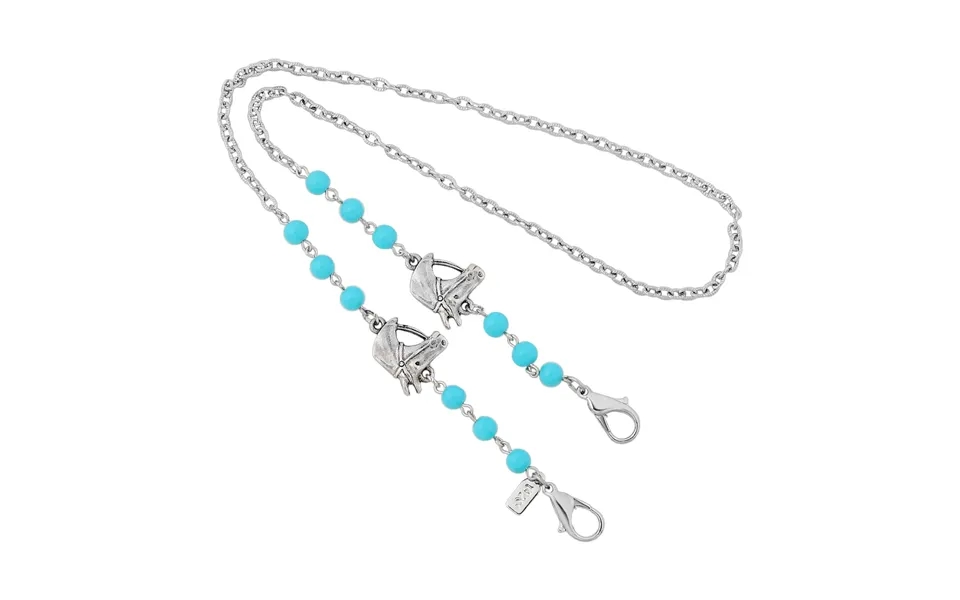 Silver Tone Turquoise Bead Horse Head Mask Holder 22 Inch