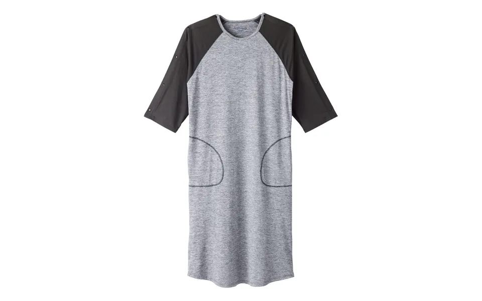 Silverts Men's Recovery Nightgown - Heather Gray Black